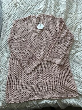 Annalee Crochet Openwork Tunic - Dusty Pink